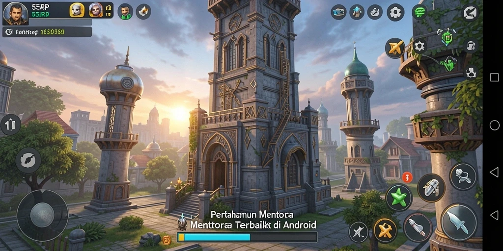 Screenshot 55RP menampilkan aksi seru dalam gameplay Tower Defense.