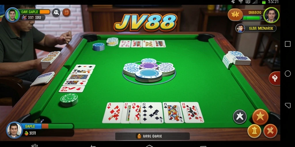 Screenshot gameplay JV88 menampilkan keseruan bermain Gaple.