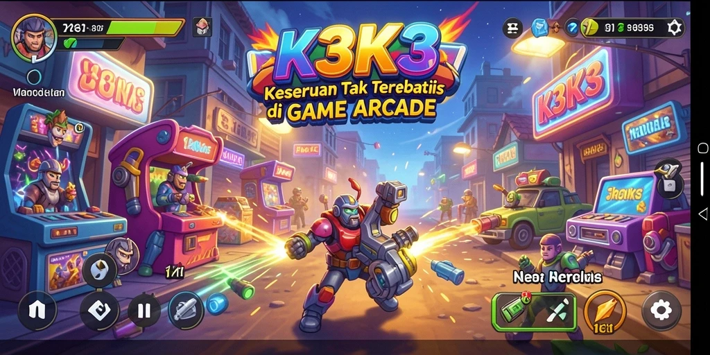 Tampilan gameplay K3K3 yang seru dan penuh warna.