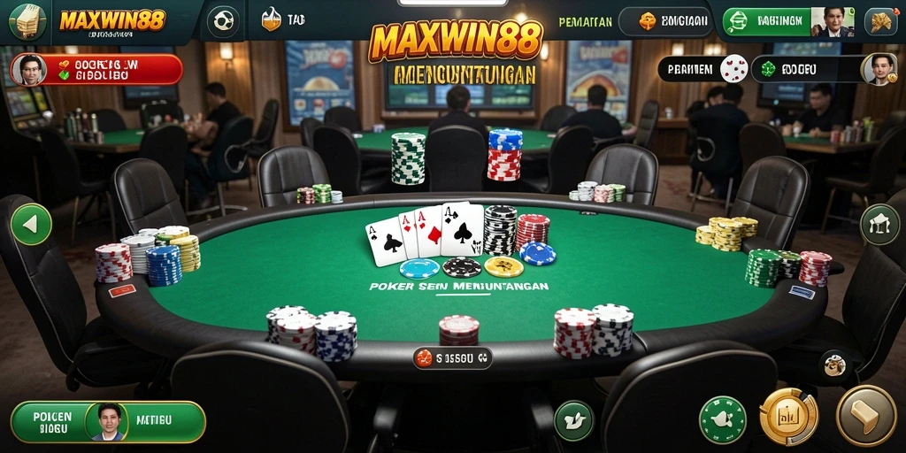 Tangkapan layar gameplay seru aplikasi Poker MAXWIN88.