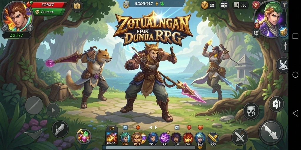 Tampilan gameplay <strong>ZORO77</strong> yang epik dalam pertempuran RPG.